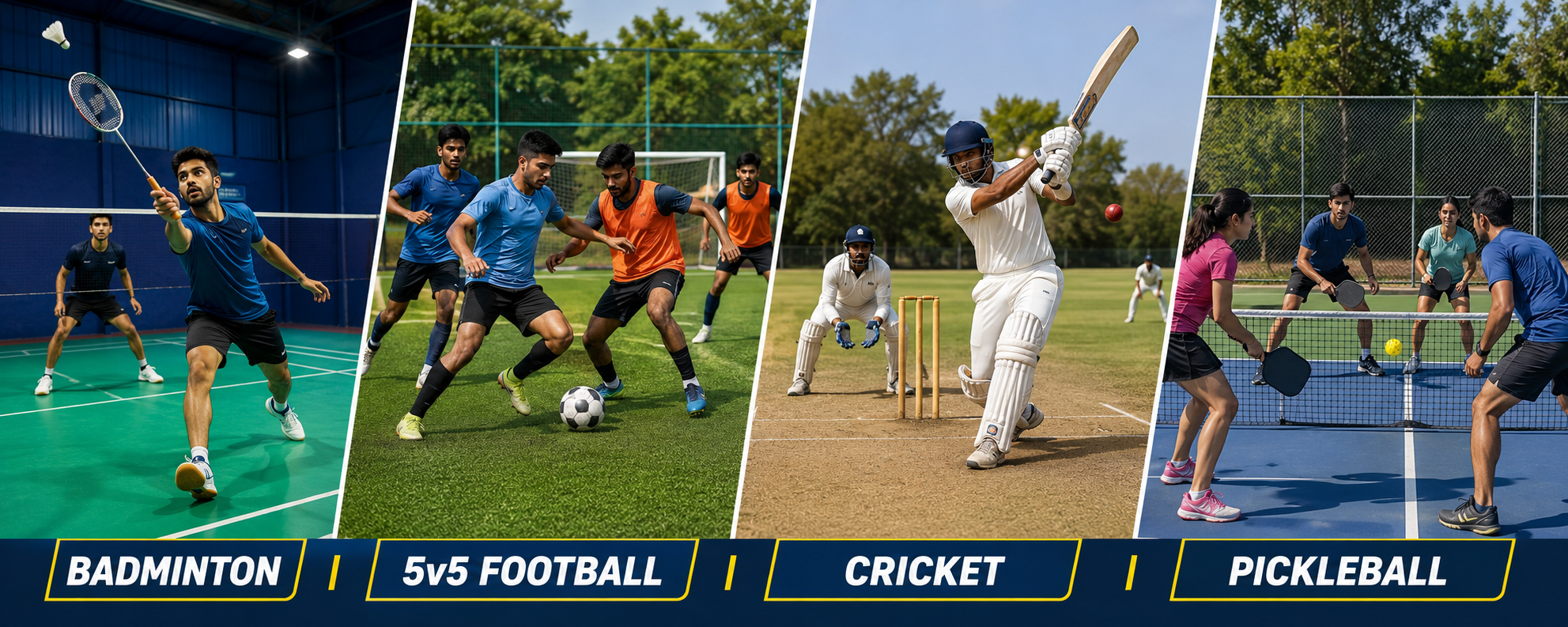 Badminton, 5v5 Football, Cricket and Pickleball at Inertia Sports Academy